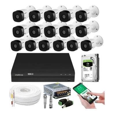 Kit 16 Câmeras Intelbras Multi HD 1120b + Dvr 16 Canais + HD 2TB