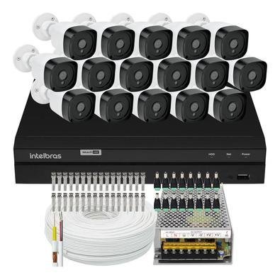 Kit Cftv 16 Câmeras Segurança HD + Dvr Intelbras 16ch