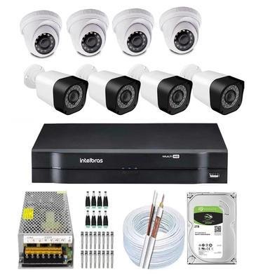 Kit 8 Câmeras Segurança 2 Mp Full HD + Dvr Intelbras 8ch + HD 2TB