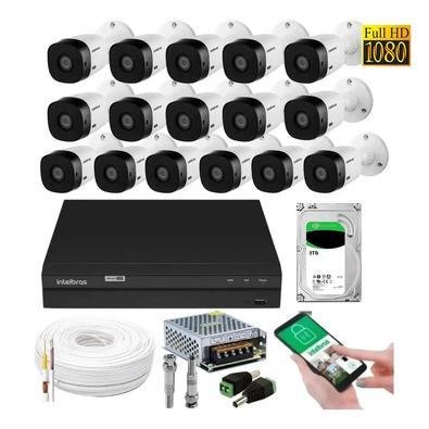 Kit 16 Câmeras Multi HD Intelbras 1220b, 1080p, 2mp + Dvr 16 Canais + HD 3TB