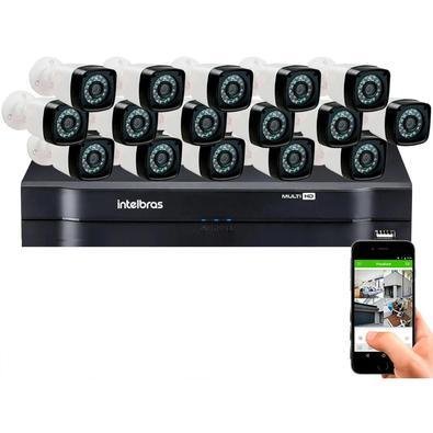 Kit Cftv 16 Câmeras Segurança  HD + Dvr Intelbras Mhdx 1116