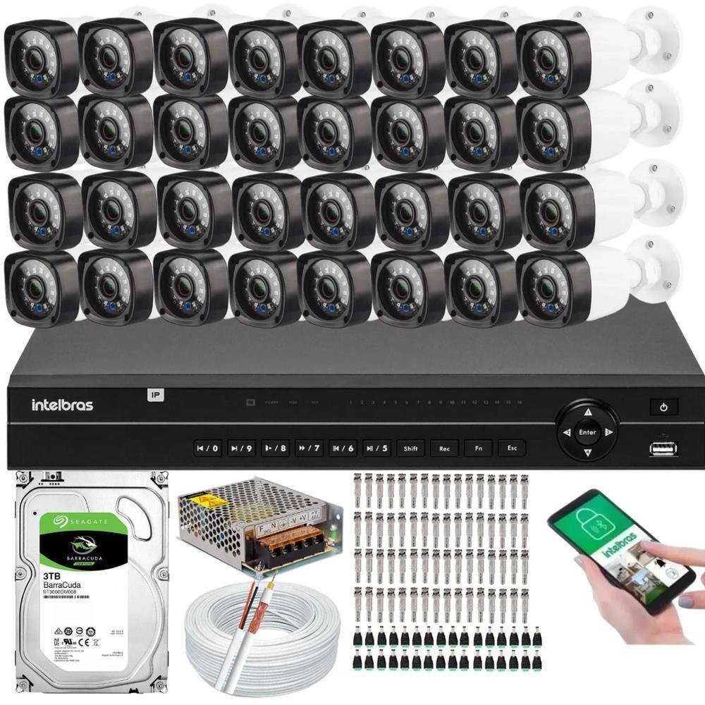 Kit 32 Câmeras Dvr 32 Ch HD 3TB KaBuM