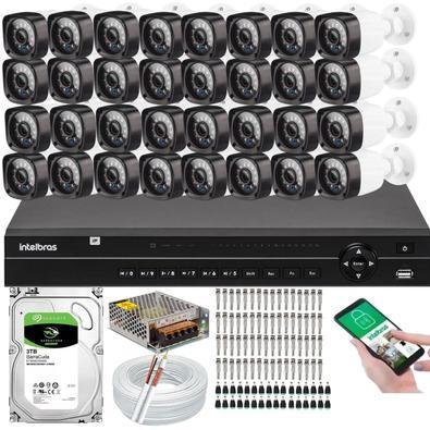 Kit 32 Câmeras Full HD 1080p +  Dvr 32 Ch Intelbras + HD 3TB