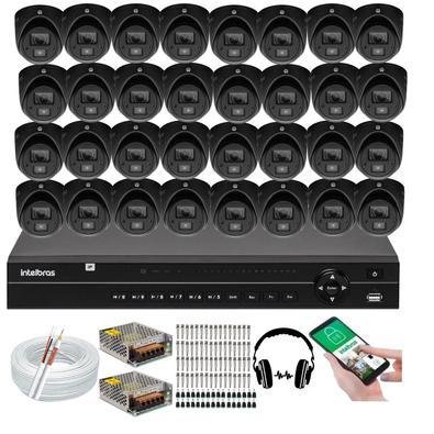 Kit 32 Câmeras Intelbras Vhd 3220, Áudio Microfone, Full Hd + DVR intelbras mhdx 1232 4x1, 32 canais
