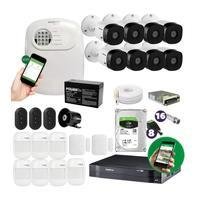 Kit 8 Câmeras De Segurança Intelbras + Alarme Residencial E Comercial + mhdx multi HD, 8 canais intelbras