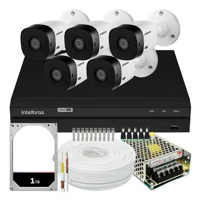 Kit 5 Câmeras Intelbras Segurança + DVR 8 canais mhdx + HD 1TB