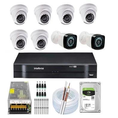 Kit 8 Câmeras Segurança Full HD, 1080p + DVR Intelbras 8ch + HD 2TB