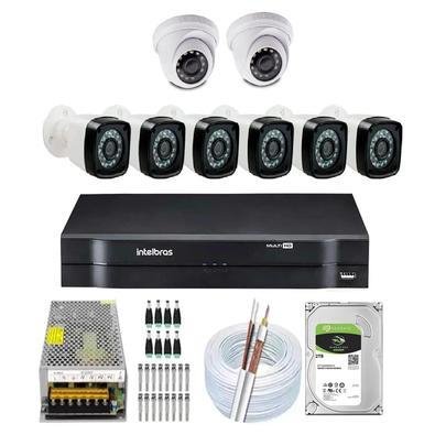 Kit Cftv 8 Câmeras Segurança Intelbras Full HD, 1080p + Dvr Intelbras + HD 2TB