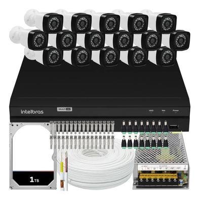Kit Cftv 16 Câmeras Intelbras Full HD, 2mp + Dvr Intelbras Mhdx 16ch + HD 1TB