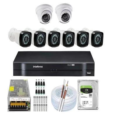 Kit Cftv 8 Câmeras Segurança Intelbras Full HD, 1080p + DVR Intelbras + 3TB