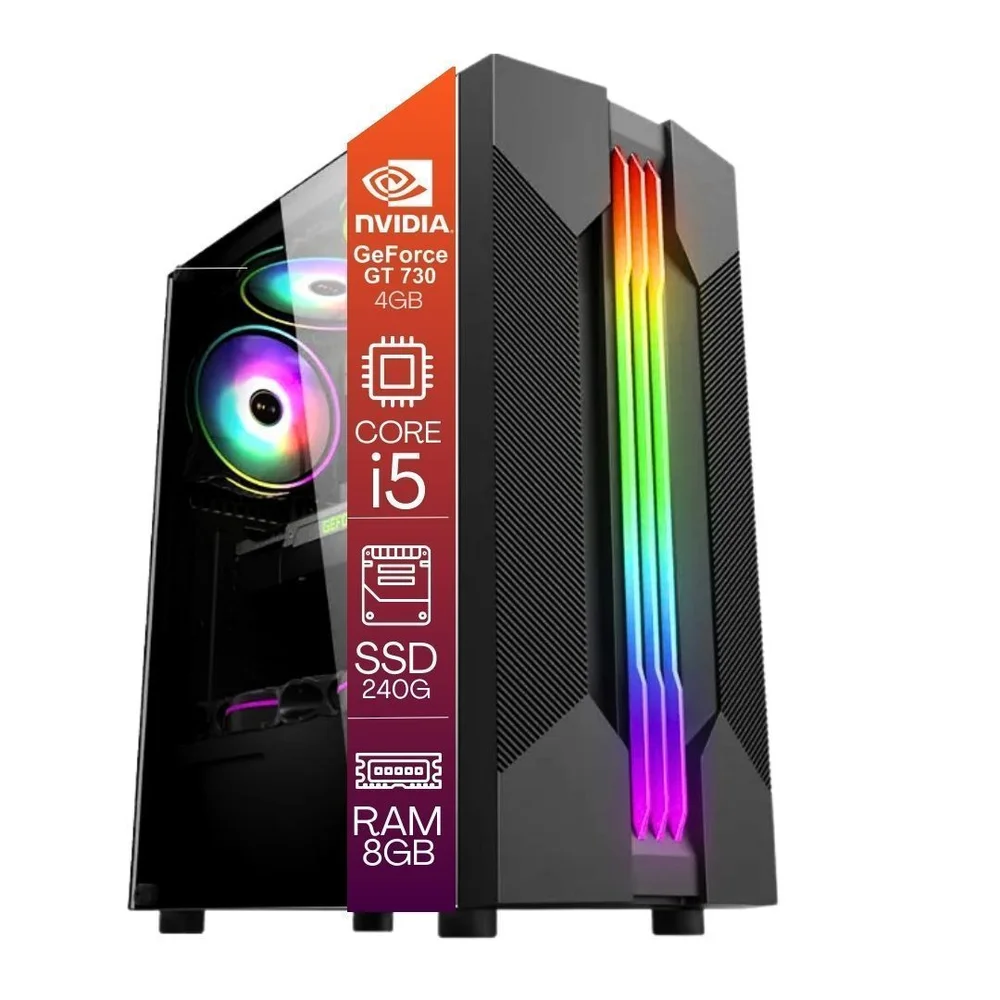 PC Gamer Tob Core I5, SSD 240GB, 8GB, VGA Gt730 4GB, Windows 10 Pro Trial + Teclado/mouse + Mouse Pad + Headset + Monitor 21.5 Polegadas - view 2