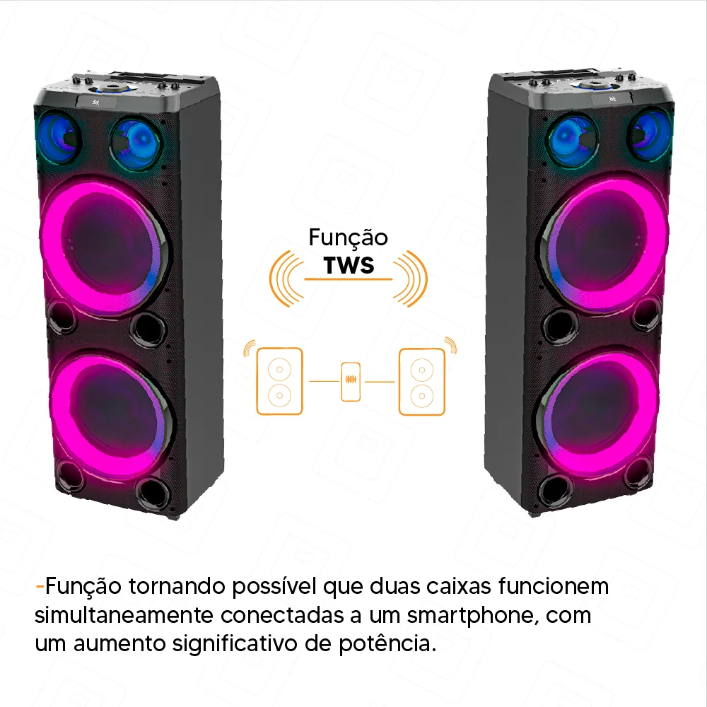 Caixa de Som Torre Double Multi 1 Microfone