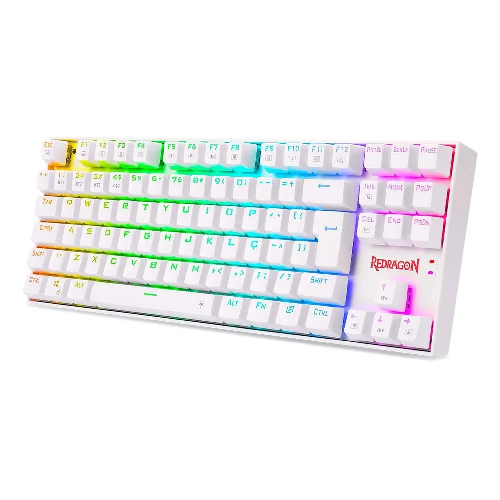 Imagem 2 de 5 do produto Teclado Sem Fio Mecânico Gamer Redragon Kumara Pro, RGB, Wireless, Switch Blue, Branco - K552rgb-Brs-W