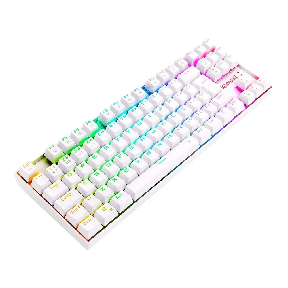 Imagem 3 de 5 do produto Teclado Sem Fio Mecânico Gamer Redragon Kumara Pro, RGB, Wireless, Switch Blue, Branco - K552rgb-Brs-W