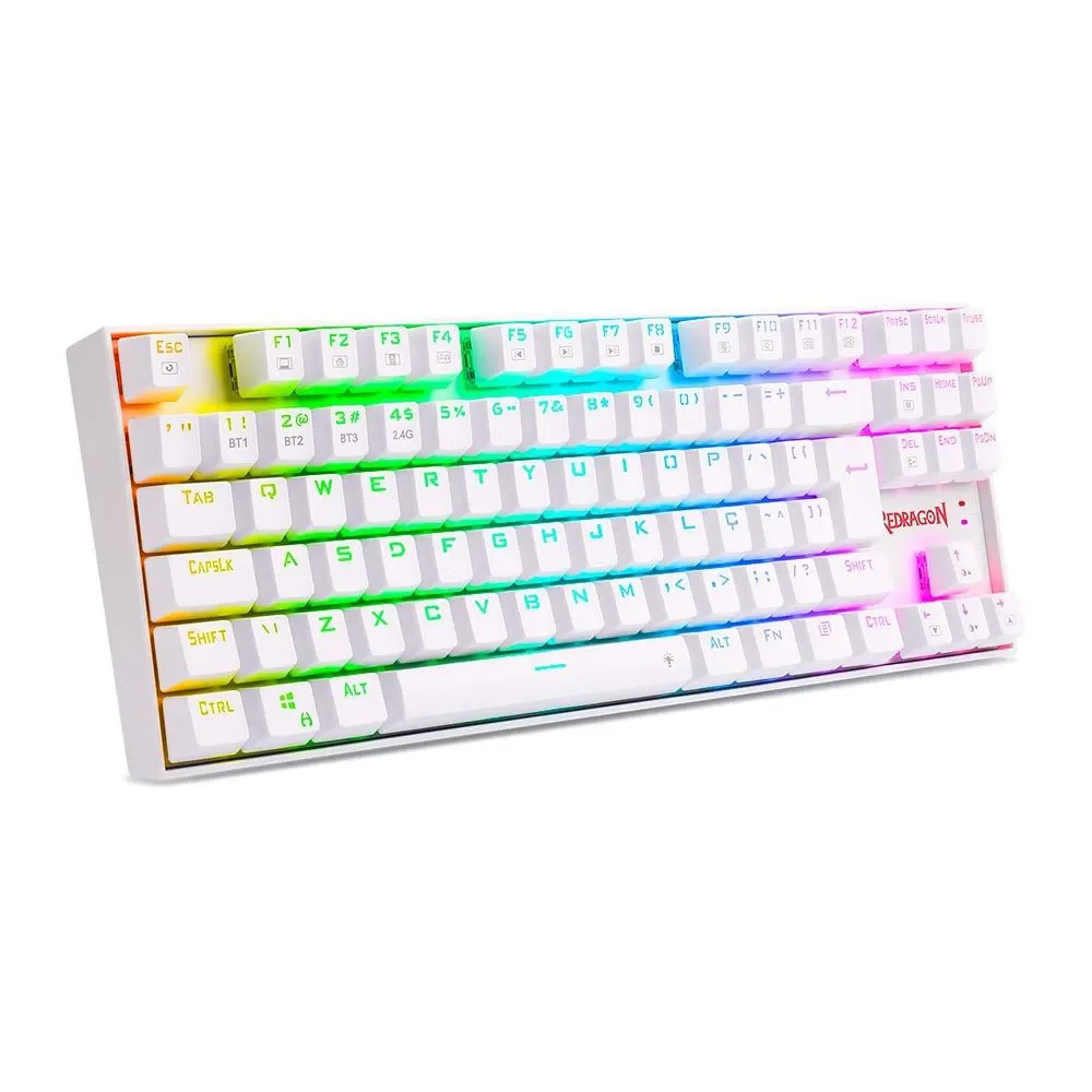 Imagem 4 de 5 do produto Teclado Sem Fio Mecânico Gamer Redragon Kumara Pro, RGB, Wireless, Switch Blue, Branco - K552rgb-Brs-W