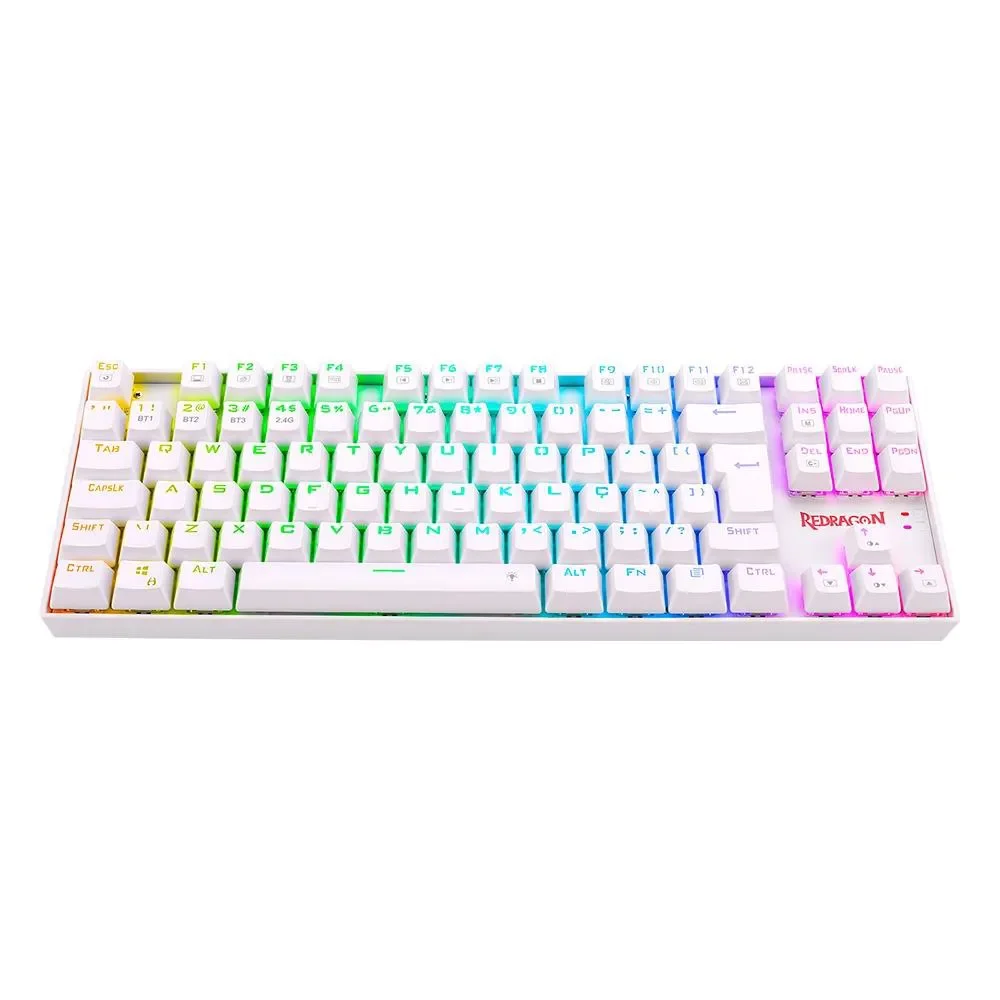 Imagem 5 de 5 do produto Teclado Sem Fio Mecânico Gamer Redragon Kumara Pro, RGB, Wireless, Switch Blue, Branco - K552rgb-Brs-W