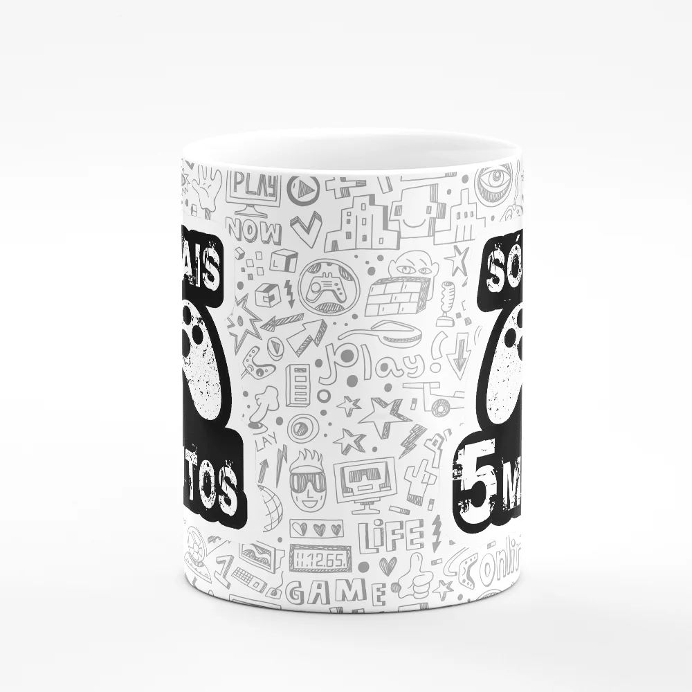 Imagem 3 de 3 do produto Caneca Gamer,Só Mais 5 Minutos, Branca