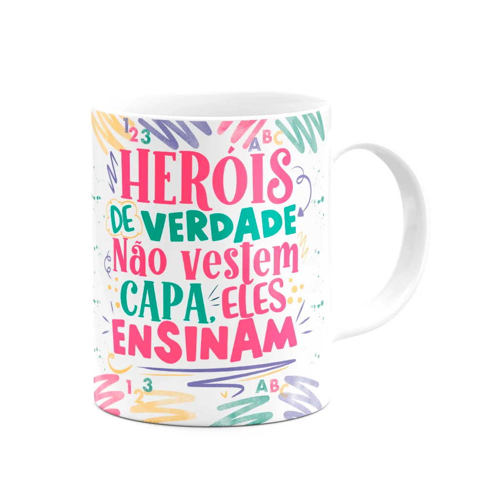 Imagem 3 de 3 do produto Caneca Professora,Heróis De Verdade Ensinam