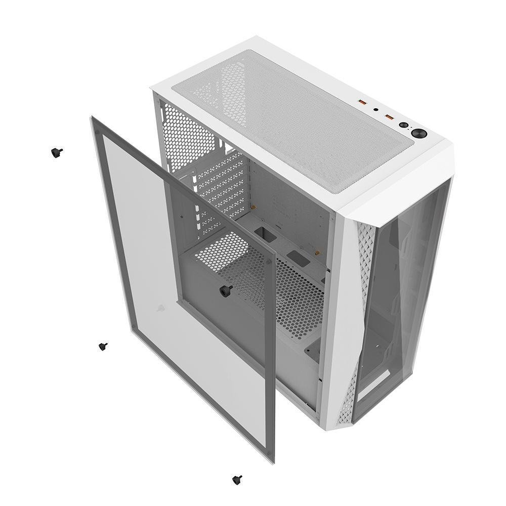 Imagem 2 de 5 do produto Gabinete Gamer Hyrax Hgb600w, FULL Tower, Lateral De Vidro