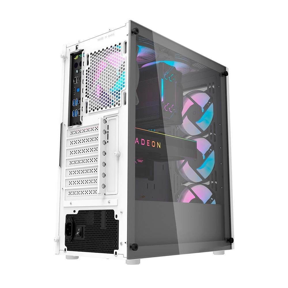Imagem 3 de 5 do produto Gabinete Gamer Hyrax Hgb600w, FULL Tower, Lateral De Vidro