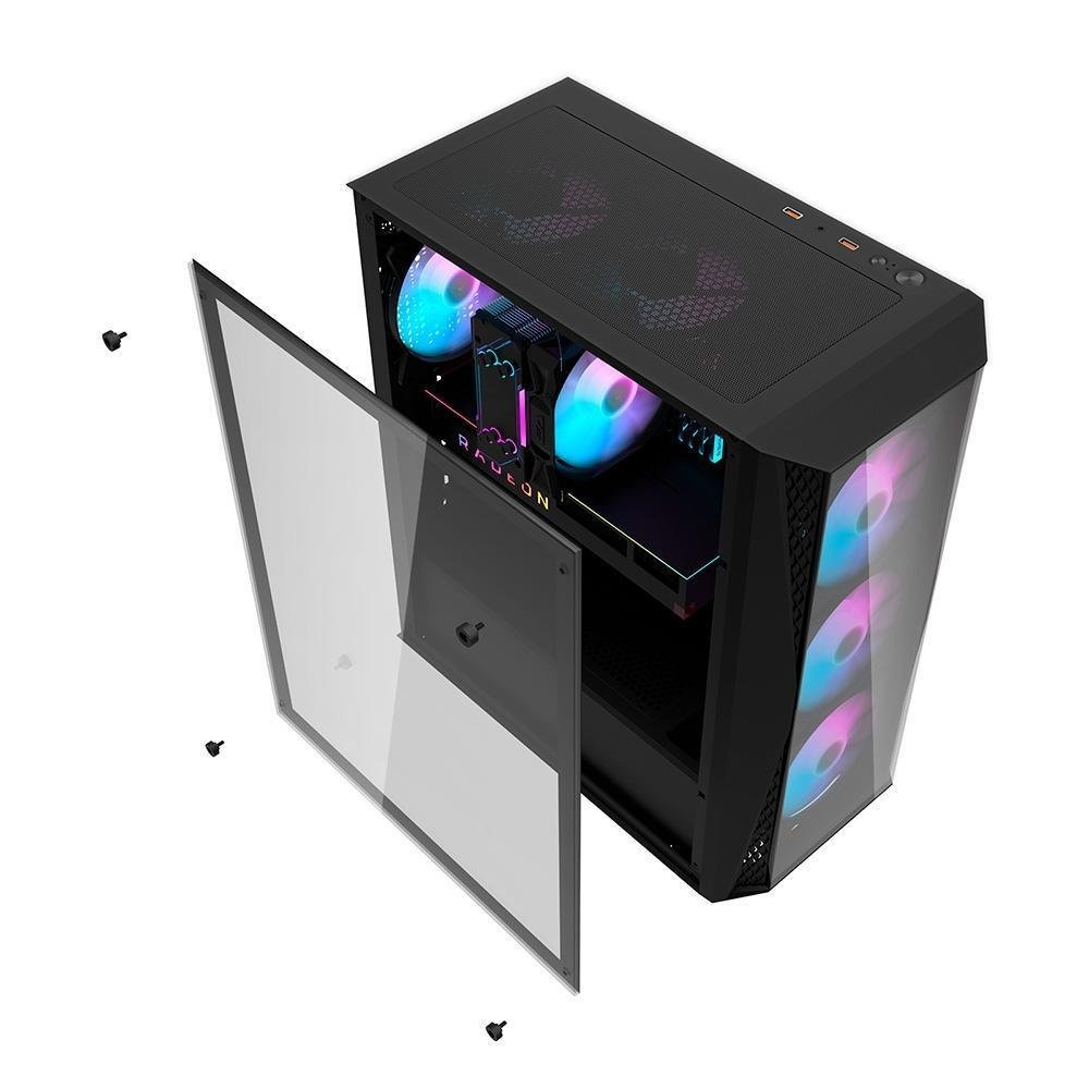 Imagem 5 de 5 do produto Gabinete Gamer Hyrax Hgb600b, FULL Tower, Lateral De Vidro