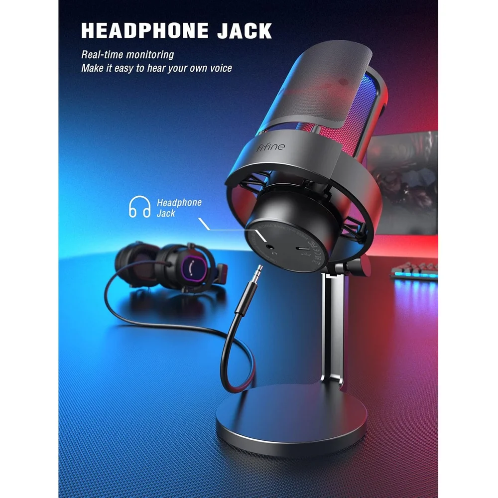 【新品・開封済】FIFINE AMPLIGAME A8 Microfone Gamer USB Fifine AmpliGame A8 Condensador com RGB Azul