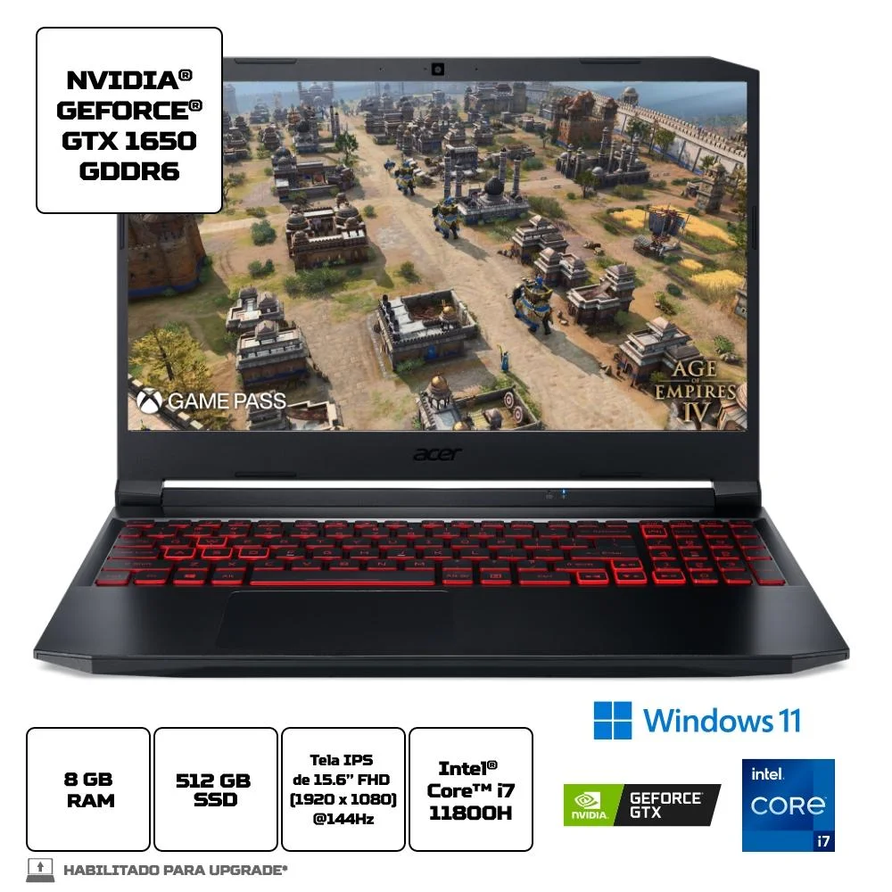 Notebook Gamer Acer Intel Core i7 11 Geraço KaBuM