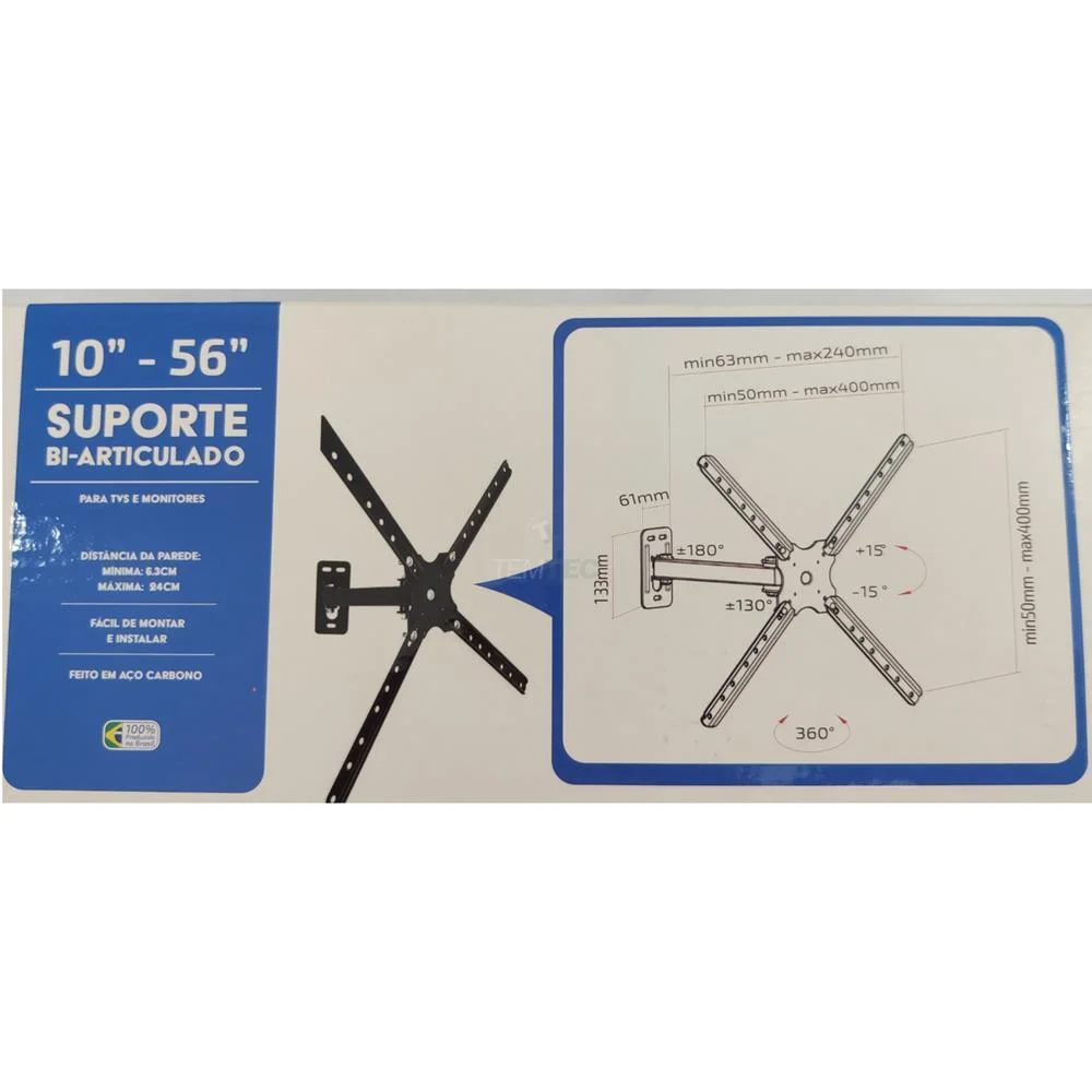 Imagem 2 de 4 do produto Suporte Universal Bi Articulado Televisor 10 A 56 Polegadas