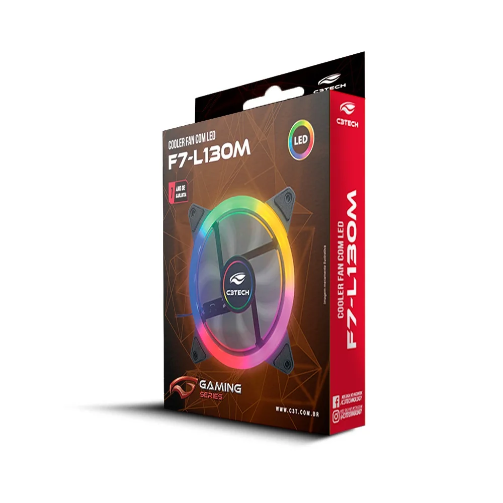Imagem 3 de 5 do produto Cooler Fan C3tech F7-l130m, 120x120x25mm, LED FRGB, 1200rpm