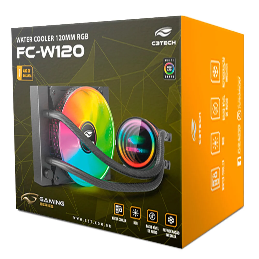 Water Cooler 120mm C3tech Fc-w120rgb, AMD E Intel, LED, RGB 7