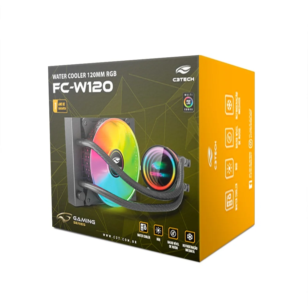 Water Cooler 120mm C3tech Fc-w120rgb, AMD E Intel, LED, RGB 8