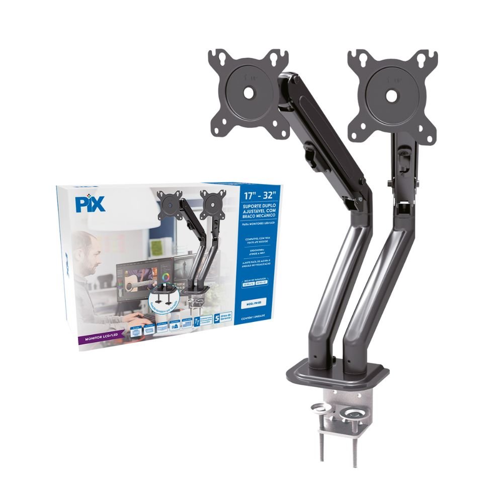 Suporte Monitor Ajustavel 17Polegadas A 32Polegadas Com Braço Mecanico (duplo) Px-25