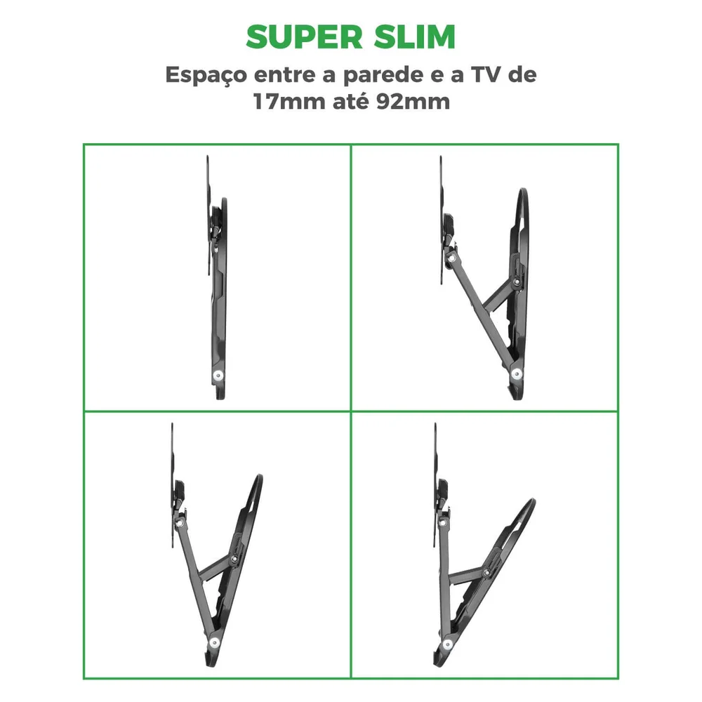 Imagem 2 de 5 do produto Suporte Tv Qled Micro-gap 49Polegadas A 65Polegadas Preto Px-09