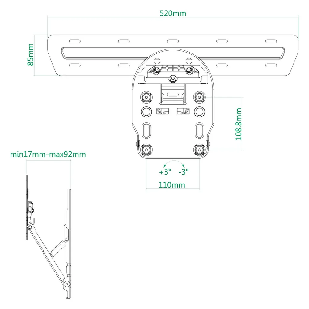 Imagem 3 de 5 do produto Suporte Tv Qled Micro-gap 49Polegadas A 65Polegadas Preto Px-09