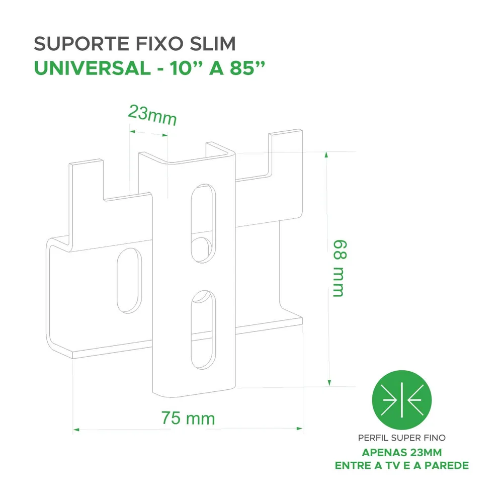 Suporte Tv E Monitor Fixo Universal 10Polegadas A 85Polegadas (slim) Caixa