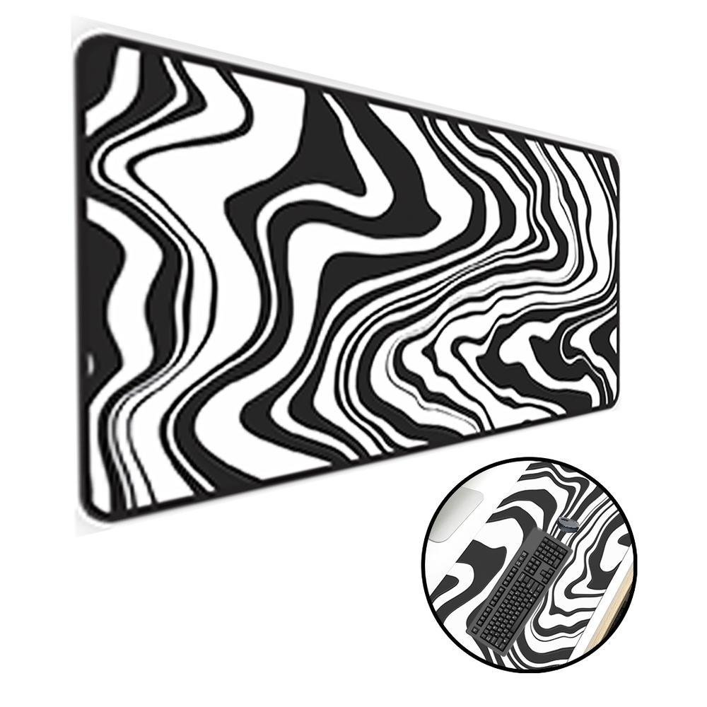 Imagem 2 de 2 do produto Mouse Pad Gamer Speed,Extra Grande, Desk Pad Profissional Premium, Com Borda Costurada 100x50, Abstrato, Preto E Branco