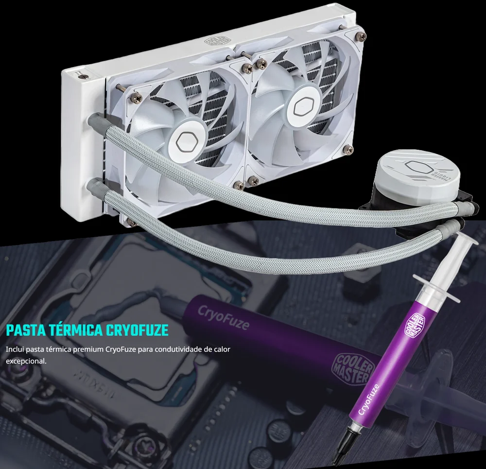 Water Cooler - Cooler Master, Masterliquid 240l Core, 240mm, Intel e Amd, ARGB, Para Processador, Branco 8