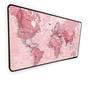 Mouse Pad Gamer Speed, Extra Grande, Desk Pad Profissional Premium, Com Borda Costurada 70x35,Mapa Mundi, Rosa