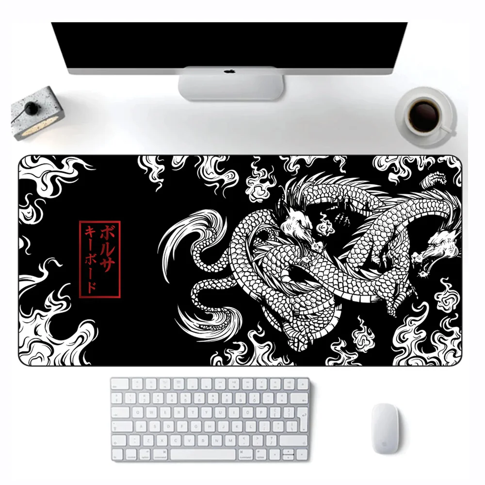 Imagem 2 de 4 do produto Mouse Pad Gamer Speed Criarte Dragão Chinês Japonês, Desk Pad Profissional Premium, Com Borda Costurada 60x30