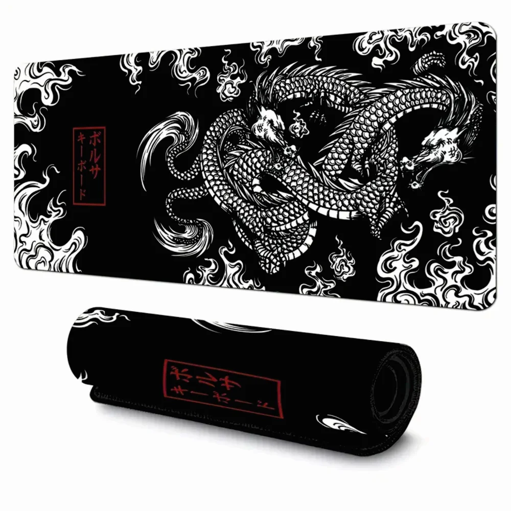 Imagem 3 de 4 do produto Mouse Pad Gamer Speed Criarte Dragão Chinês Japonês, Desk Pad Profissional Premium, Com Borda Costurada 60x30