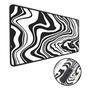 Mouse Pad Gamer Speed,Extra Grande, Desk Pad Profissional Premium, Com Borda Costurada 70x30,Abstrato, Preto E Branco
