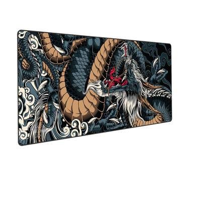 Mouse Pad Gamer Speed,Extra Grande, Desk Pad Profissional Premium, Com Borda Costurada 100x50, Dragão Azul