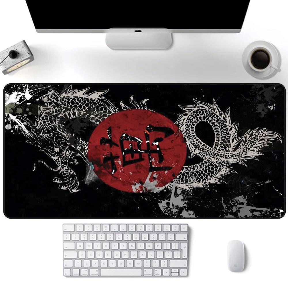 Mouse Pad Gamer Speed, Extra Grande,Desk Pad Profissional Premium,Com Borda Costurada 70x30, Dragão Negro Mouse Pad Gamer Speed, Extra Grande,Desk Pad Profissional Premium,Com Borda Costurada 70x30, Dragão Negro