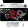 Mouse Pad Gamer Speed, Extra Grande,Desk Pad Profissional Premium,Com Borda Costurada 70x30, Dragão Negro