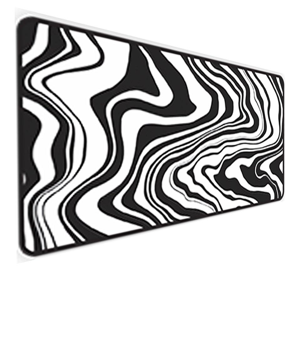 Mouse Pad Gamer Speed,Extra Grande,Desk Pad Profissional Premium,Com Borda Costurada 90x40,Abstrato Preto E Branco
