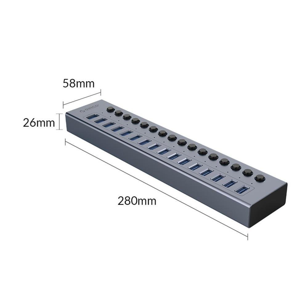 Imagem 4 de 4 do produto Hub Orico, 16 Portas, Com Switches Individuais - BT2U3-16AB