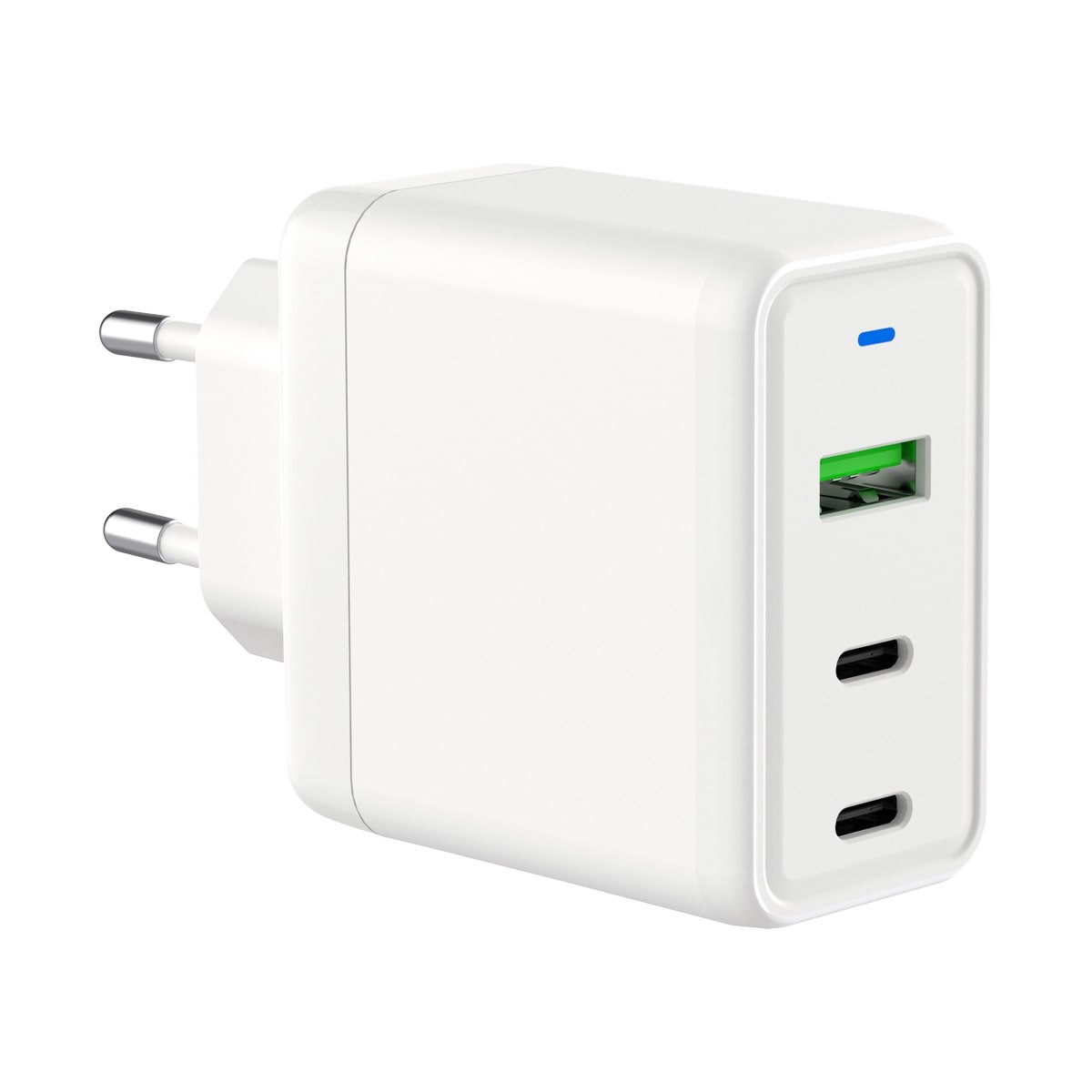 Carregador De Parede Goldentec Gan Fast Charge, 2 USB-C 65W + 1 USB 3.0 30W