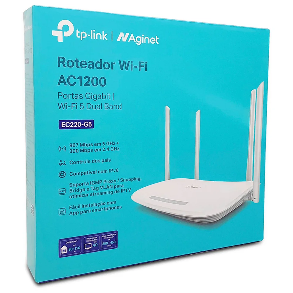 Imagem 4 de 5 do produto Roteador Tp-Link Archer Ec220-G5, Ac1200 Wireless, Gigabit Dual Band, 4 Antenas Fixas