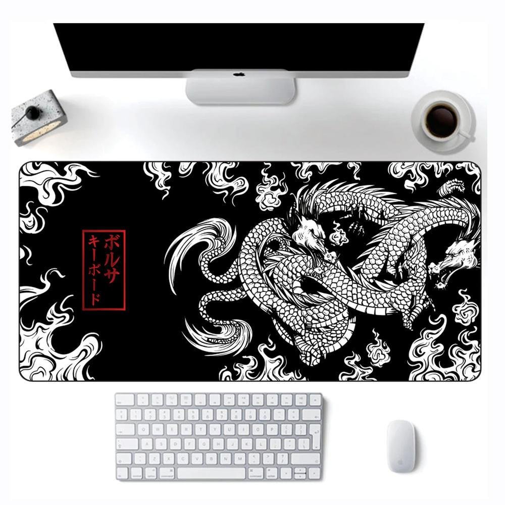 Imagem 3 de 3 do produto Mouse Pad Gamer Speed Bigarte Dragão Chinês Japonês, Extra Grande, Desk Pad Profissional Premium, Com Borda Costurada 90x40