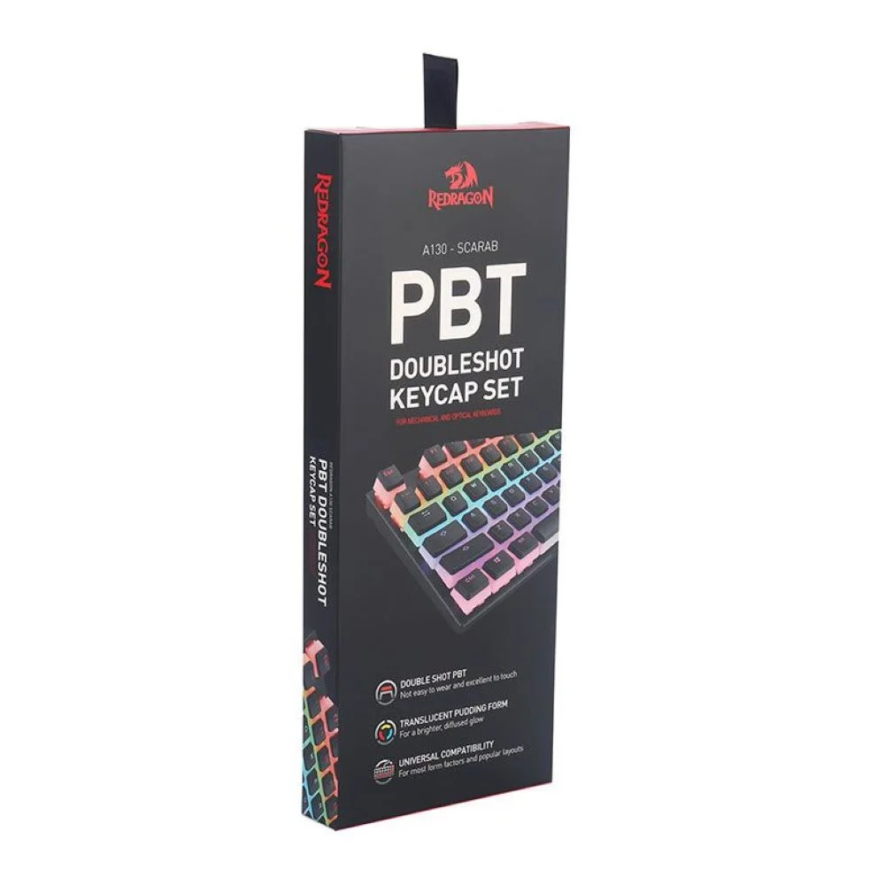 Imagem 2 de 5 do produto Teclas Para Teclado Mecânico A130, Double Shot, ABNT 2, 104 Teclas, PBT, Scarab Redragon - Preto
